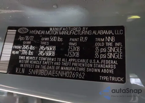 2022 Hyundai Santa Cruz Sel z USA, uszkodzony, nr VIN 5NTJBDAE5NH026962